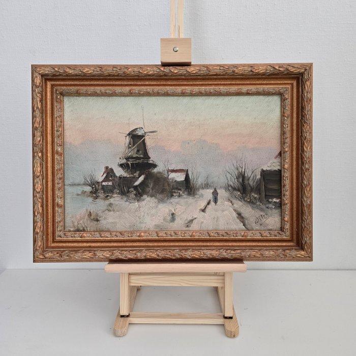 Aart Van Dalen (1933-1990) - Dutch winter landscape with a, Antiek en Kunst, Kunst | Schilderijen | Klassiek