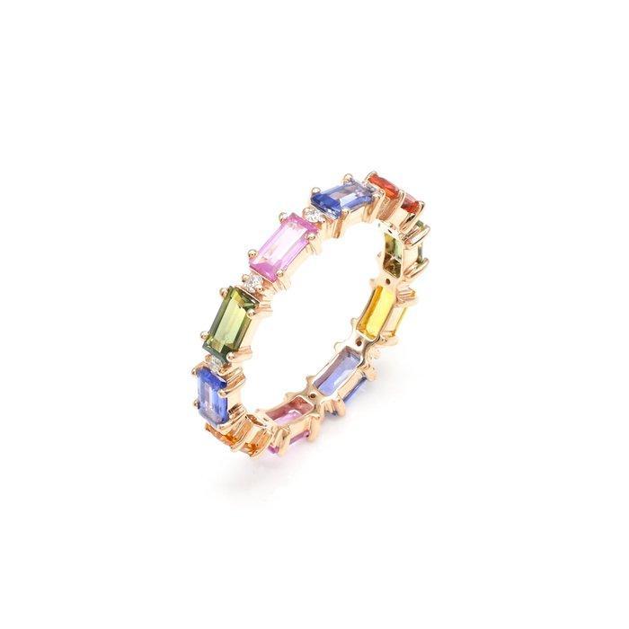 Eeuwigheidsring - 14 karaat Roségoud - 2.46ct. tw. Saffier -, Sieraden, Tassen en Uiterlijk, Antieke sieraden