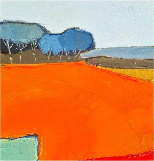 Buffière - Paysage rouge 3-4, Antiek en Kunst, Kunst | Schilderijen | Modern