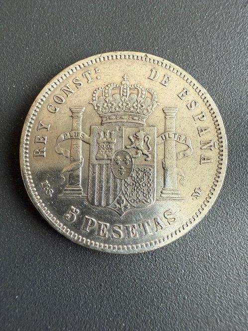 Spanje. Alfonso XII. 5 Pesetas 1885* 18-86 MS-M (Zonder, Postzegels en Munten, Munten | Europa | Niet-Euromunten