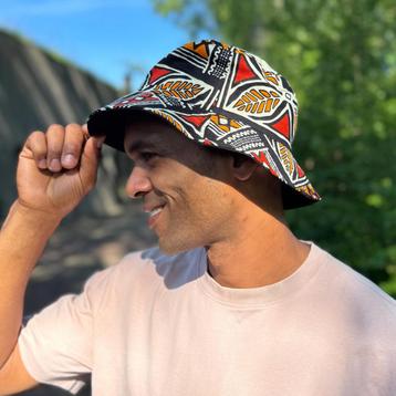 Bucket hat / Vissershoedje met Afrikaanse print - Rood & Ora beschikbaar voor biedingen