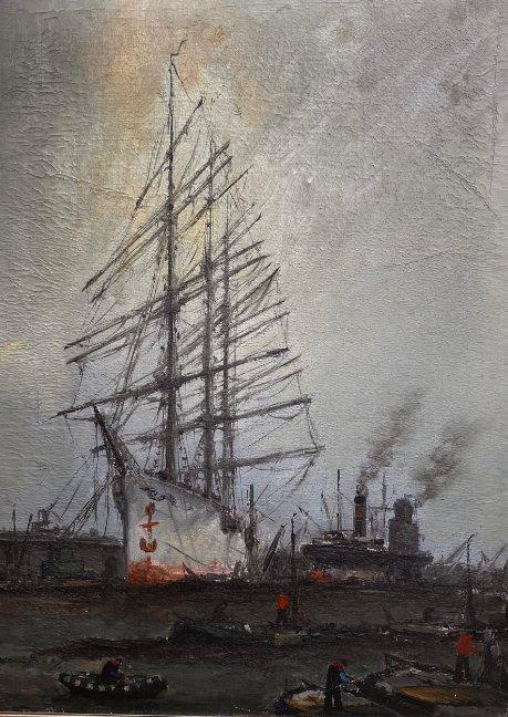 Wim Bos ( 1906-1974) - Havenzicht, Antiek en Kunst, Kunst | Schilderijen | Klassiek