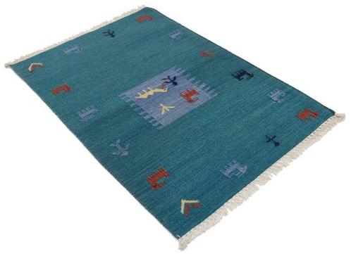 Moderne Indo Kelim van wol - Vloerkleed - 160 cm - 90 cm -, Huis en Inrichting, Stoffering | Tapijten en Kleden
