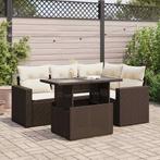 vidaXL 5-delige Loungeset met kussens poly rattan bruin, Verzenden, Nieuw, Rotan, Loungeset