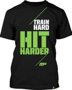 MusclePharm T-shirts Train Hard Hit Harder Zwart, Kleding | Heren, Sportkleding, Nieuw, Maat 46 (S) of kleiner, Ophalen of Verzenden