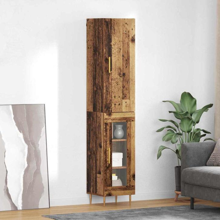 vidaXL Highboard Oud Hout 34,5 x 34 x 180 cm Bewerkt hout, Huis en Inrichting, Kasten | Buffetkasten, Nieuw, Minder dan 50 cm