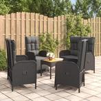 vidaXL 5-delige Tuinset met kussens poly rattan zwart, Tuin en Terras, Tuinsets en Loungesets, Verzenden, Nieuw, Rotan, Tuinset