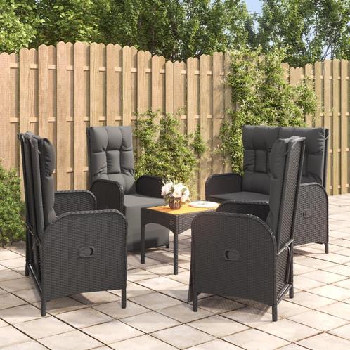 vidaXL 5-delige Tuinset met kussens poly rattan zwart, Tuin en Terras, Tuinsets en Loungesets, Tuinset, Nieuw, Rotan, Verzenden