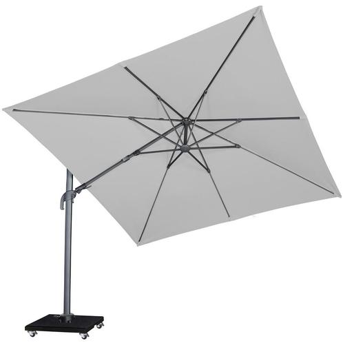 Malibu T2 zweefparasol 300x300 cm lichtgrijs, Tuin en Terras, Parasols, Nieuw, Ophalen of Verzenden