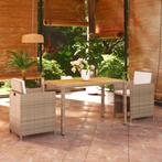 vidaXL 3-delige Tuinset met kussens poly rattan beige, Verzenden, Nieuw, Rotan, Tuinset