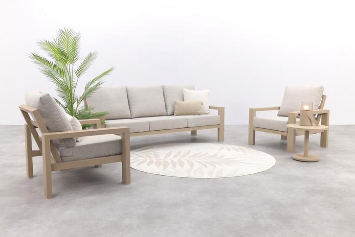 Verano stoel-bank loungeset (3-delig) - Latte, Tuin en Terras, Tuinsets en Loungesets, Loungeset, Nieuw, Overige materialen, Verzenden