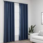 vidaXL Gordijnen linnen-look verduisterend haken 2 st, Verzenden, Nieuw, Blauw