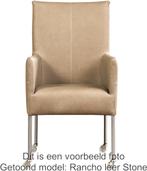 Set van 6 Leren eetkamerstoelen - met wieltjes - Echt leer,, Huis en Inrichting, Stoelen, Overige kleuren, Nieuw, Leer, Ophalen of Verzenden