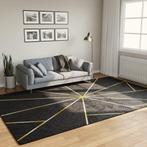 vidaXL Vloerkleed wasbaar anti-slip 190x300 cm zwart en, Verzenden, Nieuw, Zwart