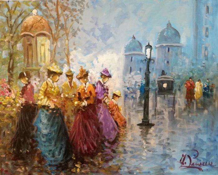 A.Pecorelli (XX) - Atmosfera parigina, Antiek en Kunst, Kunst | Schilderijen | Klassiek