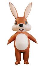 KIMU® Opblaas Kostuum Kinderen Bruin Konijn Pak 122 128 134, Carnaval, Nieuw, Overige maten, Ophalen of Verzenden