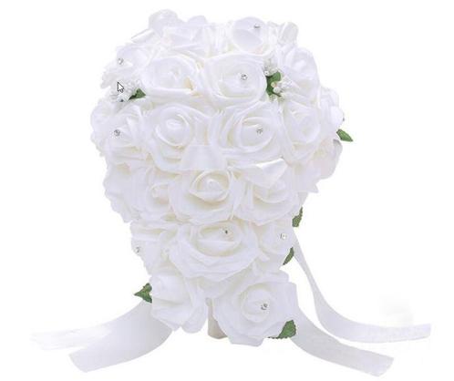 Bruidsboeket druppel grote foam rozen wit kant en klaar, Hobby en Vrije tijd, Knutselen, Nieuw, Ophalen of Verzenden