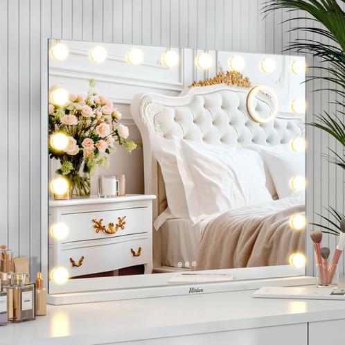 Hollywood Spiegel - 80x60cm - Wit - Pre Order, Huis en Inrichting, Woonaccessoires | Spiegels