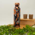 Puur koperen waterfles met bloemenprint ± 950 ml/350 gr., Nieuw