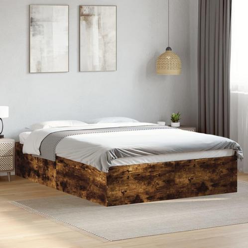 vidaXL Bedframe bewerkt hout gerookt eikenkleurig 140x200 cm, Huis en Inrichting, Slaapkamer | Bedden, 140 cm, 200 cm, Bruin, Tweepersoons