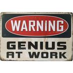 Wandbord - Warning Genius At Work, Nieuw, Ophalen of Verzenden