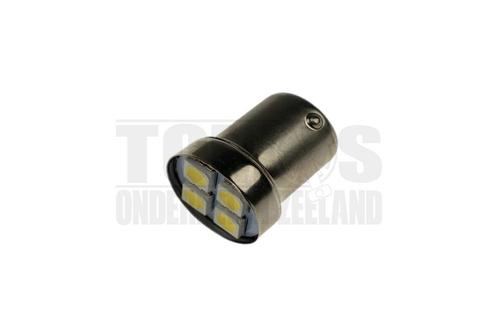 Lamp BA15s 12V 0.5 Watt LED 4 SMD wit (DC), Fietsen en Brommers, Brommeronderdelen | Algemeen, Nieuw, Ophalen of Verzenden