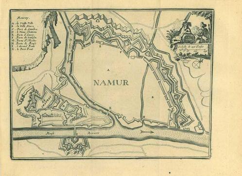 Stadsplattegrond van Namur, Antiek en Kunst, Kunst | Etsen en Gravures