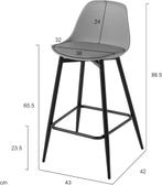 Klihome 2x Barkruk - Barstoel - Rugleuning - Grijs, Verzenden, Nieuw