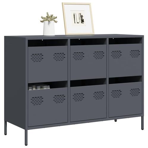 vidaXL Dressoir 101,5x39x73,5 cm koudgewalst staal, Huis en Inrichting, Kasten | Dressoirs, Nieuw, Metaal, Verzenden