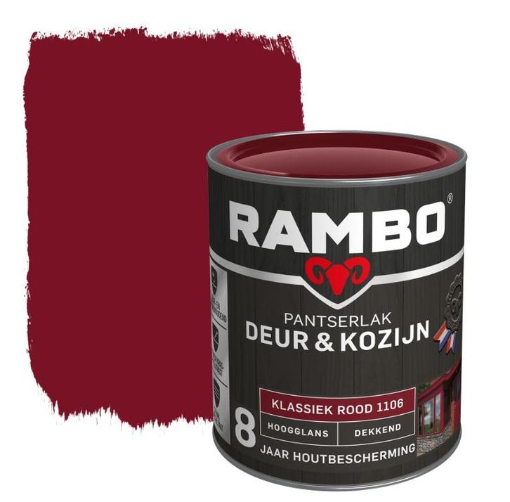 Rambo Pantserlak Deur en Kozijn Klassiek Rood 0.75L, Doe-het-zelf en Verbouw, Verf, Beits en Lak, Lak, Rood, Nieuw, Minder dan 5 liter