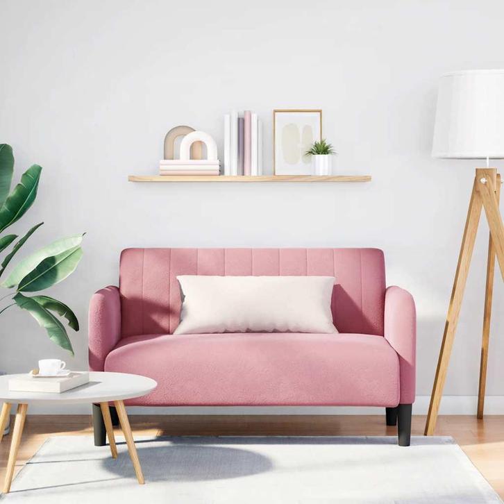vidaXL Loveseat bank 109 cm fluweel roze, Huis en Inrichting, Banken | Bankstellen, Nieuw, Stof, Verzenden