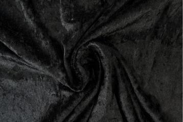 Crushed velvet stof - Zwart - Per meter beschikbaar voor biedingen