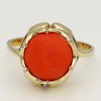 Ring - 14 karaat Geel goud Bloedkoraal, Sieraden, Tassen en Uiterlijk, Ringen, Nieuw