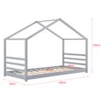 Kinderbed Vardo grenen huisbed en bedbodem 90x200 grijs, Verzenden, Nieuw