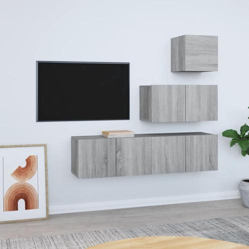 vidaXL 4-delige Tv-meubelset bewerkt hout grijs sonoma, Huis en Inrichting, Kasten | Televisiemeubels, 25 tot 50 cm, Nieuw, Overige houtsoorten