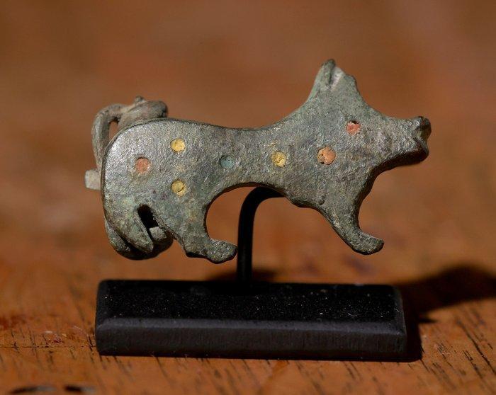 Oud-Romeins Bronzen fibula met geëmailleerde inleg die een, Verzamelen, Mineralen en Fossielen