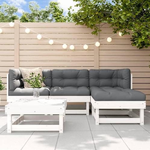 vidaXL 5-delige Loungeset massief grenenhout wit, Tuin en Terras, Tuinsets en Loungesets, Loungeset, Nieuw, 5 zitplaatsen, Verzenden