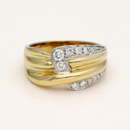 Ring - 18 karaat Geel goud - 0.41ct. tw. Diamant, Sieraden, Tassen en Uiterlijk, Ringen