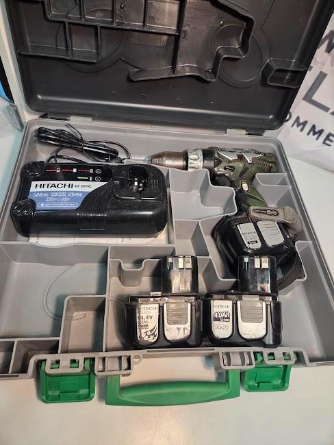 Hitachi DS 14DL 14,4V – Set: boormachine + 4 accu’s + oplad, Doe-het-zelf en Verbouw, Gereedschap | Handgereedschap, Gebruikt