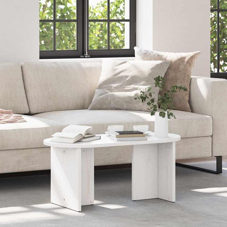 vidaXL Salontafel Wit 80 x 39.5 x 35 cm Massief grenenhout, Huis en Inrichting, Tafels | Salontafels, Nieuw, Grenenhout, Minder dan 50 cm