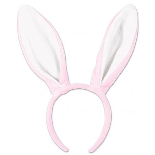 Konijnen oren roze met wit - Diadeems, Hobby en Vrije tijd, Feestartikelen, Ophalen of Verzenden