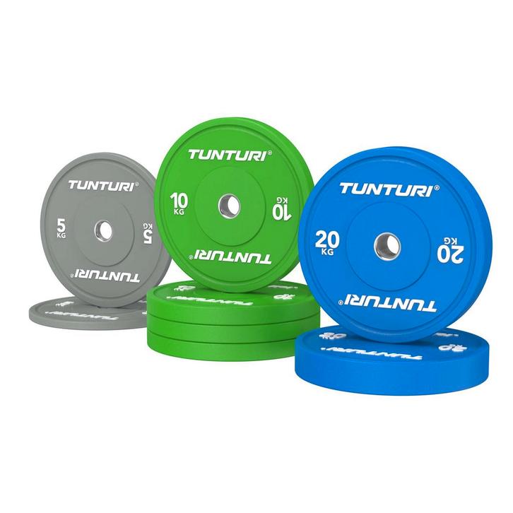 Tunturi Platinum Bumper Plate Color, 90kg, set, Sport en Fitness, Fitnessmaterialen, Nieuw, Verzenden