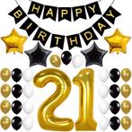 Happy 21 verjaardag decoratie set goud met wit 25-delig, Verzenden, Nieuw, Versiering, Verjaardag