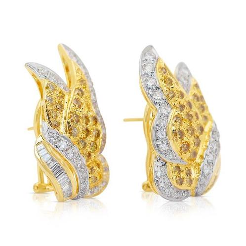Oorbellen - 18 karaat Geel goud - 3.03ct. tw. Geel Diamant, Sieraden, Tassen en Uiterlijk, Oorbellen