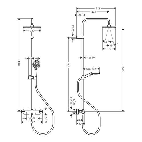 Regendouche set HansGrohe Vernis Shape Showerpipe 230 1 Jet, Doe-het-zelf en Verbouw, Sanitair, Ophalen of Verzenden