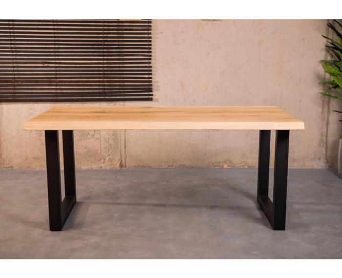 Boomstamtafel eiken MALMO met U-poten - 220x100 cm |, Huis en Inrichting, Tafels | Eettafels, Nieuw, Ophalen of Verzenden