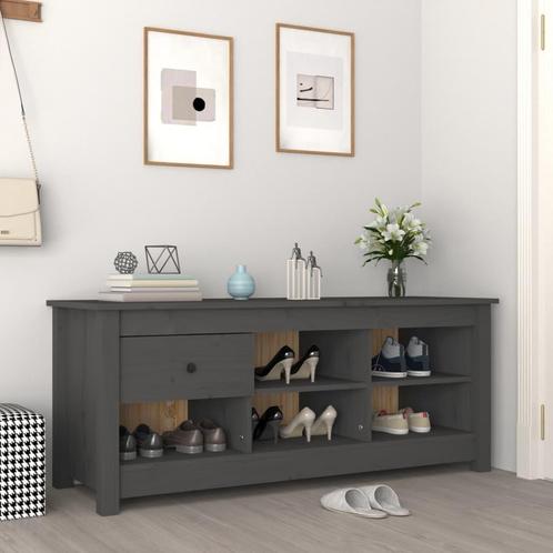 vidaXL Schoenenkast 110x38x45,5 cm massief grenenhout grijs, Huis en Inrichting, Kasten | Schoenenrekken, Nieuw, Verzenden