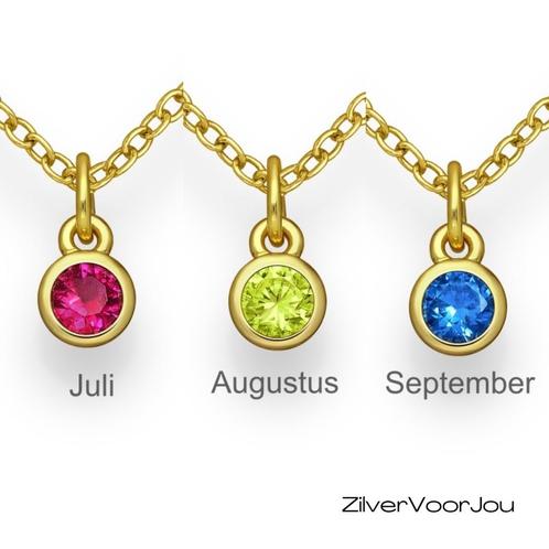 Gold plated 925 zilveren  geboorstesteen ketting, Sieraden, Tassen en Uiterlijk, Kettingen, Nieuw, Verzenden