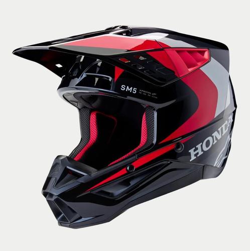 Alpinestars Honda S-M5 Helmet Ece 22.06 Black Red Glossy, Motoren, Kleding | Motorhelmen, Offroadhelm, Heren, XXL, Nieuw met kaartje