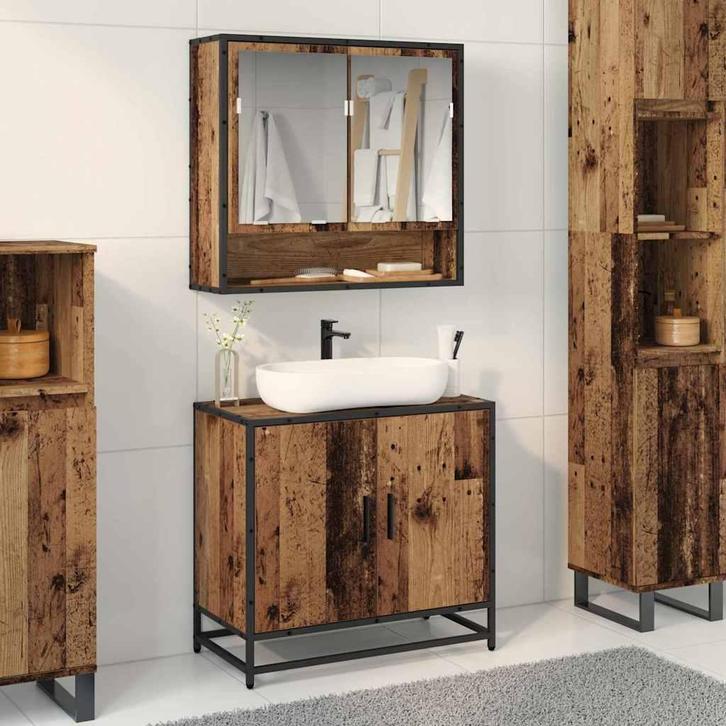 vidaXL Badkamertenk te kast Oud hout 65 x 33 x 60 cm Bewerkt, Huis en Inrichting, Badkamer | Badkamermeubels, Nieuw, Verzenden